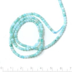 Amazonit, Trkis, kubische Perle, facettiert, 2,5x2,5 mm, 20 Stck