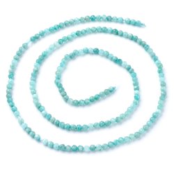 Amazonit, ganzer Strang, trkise Perle, facettiert, rund, 2  mm, ca. 180 Stk