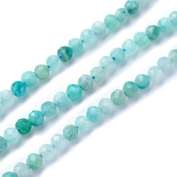Amazonite, full strand, turquoise bead, faceted, round, 3 mm, ca. 120pcs