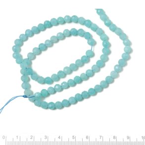 Amazonite, full strand, turquoise bead, faceted, round, ca. 4,5x4mm, ca. 95pcs