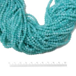 Amazonit, trkisfarbene Perle, facettiert, rund, ca. 4,5x4 mm, 20 Stk.