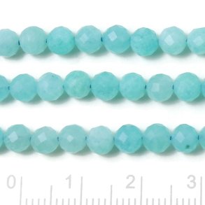 Amazonit, trkisfarbene Perle, facettiert, rund, ca. 4,5x4 mm, 20 Stk.