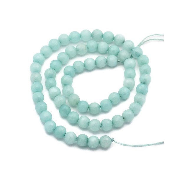 Amazonite, whole strand, turquoise, faceted, round, 6mm, A-grade, about 62pcs