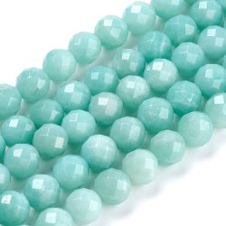 Amazonit, trkis, facettiert, rund, 8 mm, A-grade, 6 Stk.
