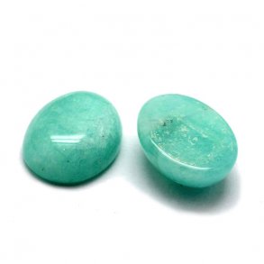 Cabochon, flache Rückseite, türkis-grün Amazonit, oval, 10x8x4 mm, 2 Stk.