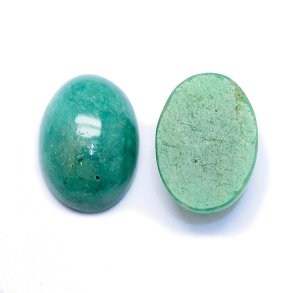 Cabochon, flache Rückseite, dunkel türkis-grün Amazonit, oval, 14x10x5 mm, 1 Stk.