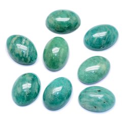 Cabochon, flache R&uuml;ckseite, dunkel t&uuml;rkis-gr&uuml;n Amazonit, oval, 14x10x5 mm, 1 Stk.