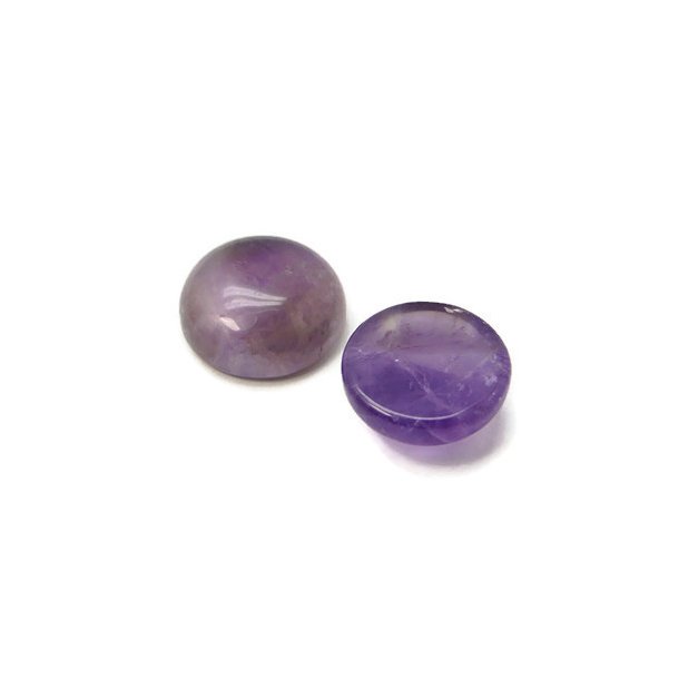 Amethyst cabochon (flat back), purple, round, 12x5mm, 2pcs.
