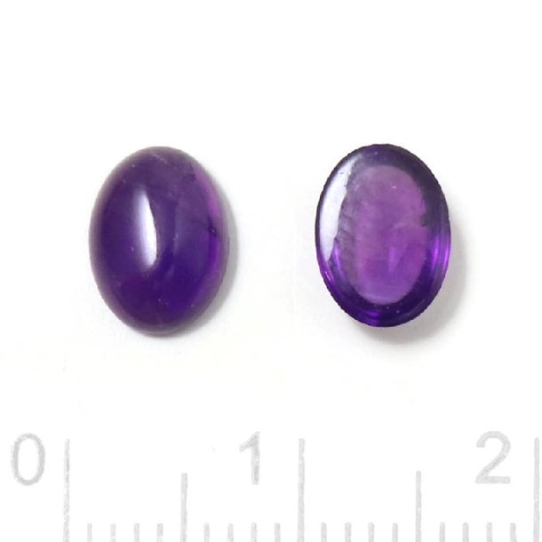 Amethyst cabochon, oval, flat back, purple, round, 8x6mm, 2pcs.