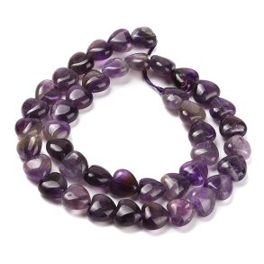 Amethyst Herz, ganzer Strang, Perle, lila, 10x10mm, 39 St�ck