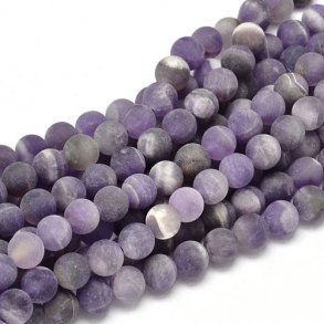 Amethyst, runde matte Perle, 6 mm, 10 Stk