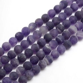 Amethyst, ganzer Strang, runde matte Perlen, 6 mm, 65 Stk