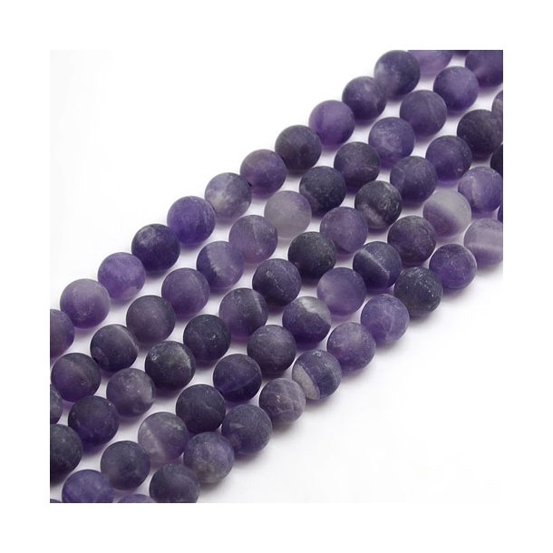 Amethyst, entire strand of beads, round, purple, matte, 8mm, 48pcs.