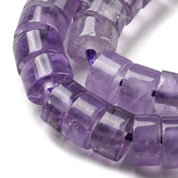Amethyst, heishi beads, full strand, purple, round flat, 4.5x2 mm, approx. 200 pcs