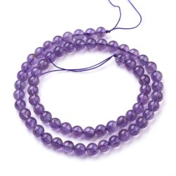 Amethyst, entire strand of beads, round bead, clear purple, 6mm, A-grade, ca. 64pcs