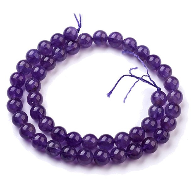 Amethyst, entire strand of beads, purple, round bead, 8mm, 48pcs.