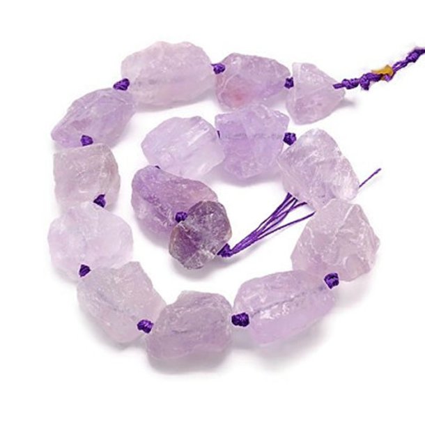 Amethyst, whole strand, raw nuggets, approx. 18~35x15~26x9~21mm approx. 15 pcs