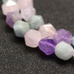Amethyst, Aquamarine, Rose Quartz mix, faceted nuggets, appx. 8x7 mm, 49 pcs