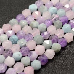 Amethyst, Aquamarine, Rose Quartz mix, faceted nuggets, appx. 8x7 mm, 49 pcs