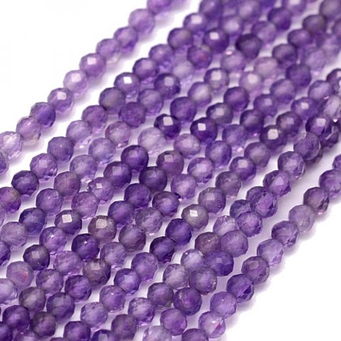 Amethyst, round bead, facetted, 4mm, 10pcs.