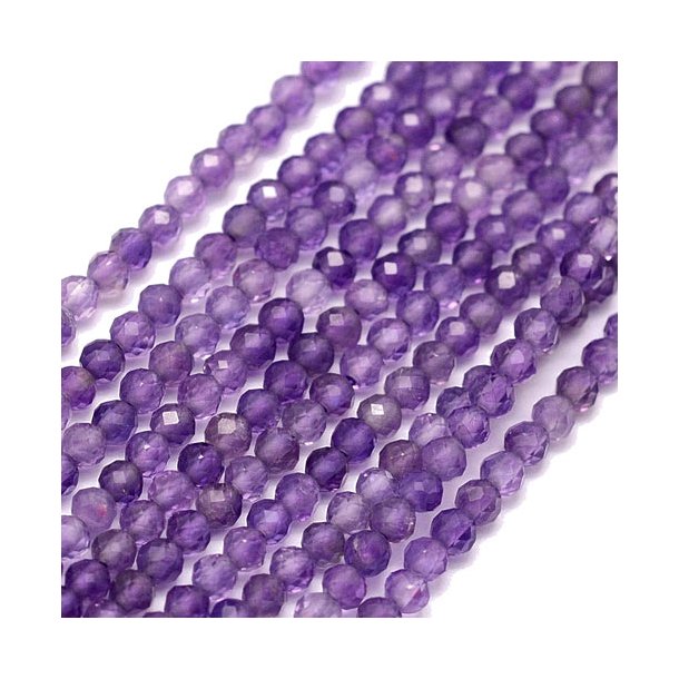 Amethyst, round bead, facetted, 4mm, 10pcs.