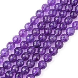 Amethyst, entire strand of beads, round bead, clear purple, 6mm, A-grade, ca. 64pcs