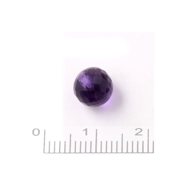Amethyst, half-drilled, closely faceted, 8mm, 1pc.