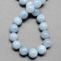 Aquamarin, runde Perle, hellblau, 8 mm, 2 Stk.