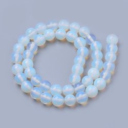 Opalit imitat, hel streng, stor rund perle, svagt bl�lig, 14 mm, 28 stk.