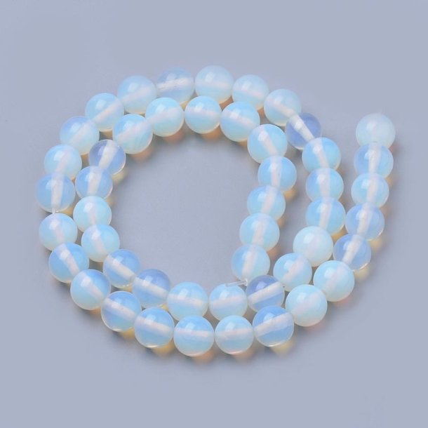 Opalit imitat, hel streng, stor rund perle, svagt bl�lig, 14 mm, 28 stk.