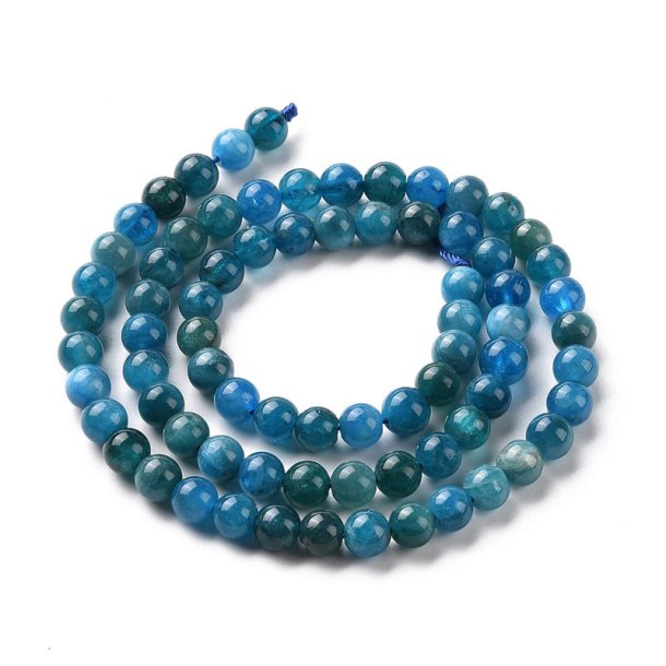 Natural apatite, whole strand, dark turquoise-blue, round, A-grade, ca.5,5mm, 70pcs