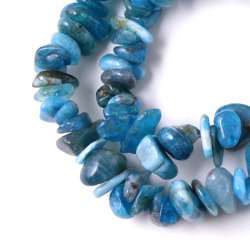 Apatit, Doppelstrang, Nuggets / chips, dunkelblau, 5-9x5-7 mm, 160 Stk.