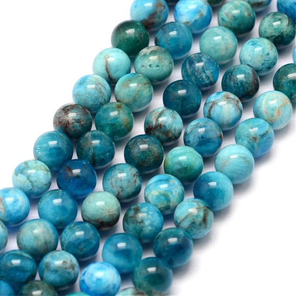 Natural apatite, turquoise-blue marbled, A-grade, ca.6,5mm, 6pcs