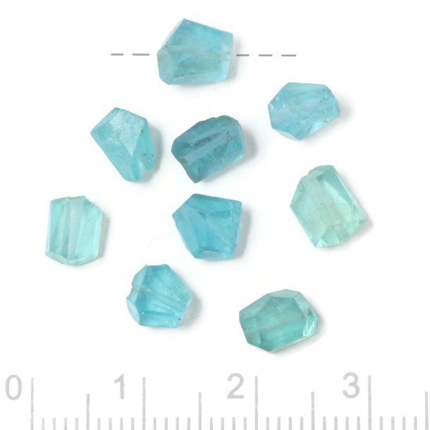 Apatite, uneven faceted bead, turquoise, approx. 8x5x4 mm, 4 pcs.