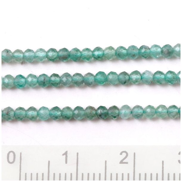 Natural apatite, facetted, light turquoise, whole strand, ca. 2x2mm, 140pcs