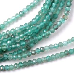 Apatit, ganzer Strang, facettiert, hell t&uuml;rkisgr&uuml;n, ca. 2x2 mm, ca. 140 Stk