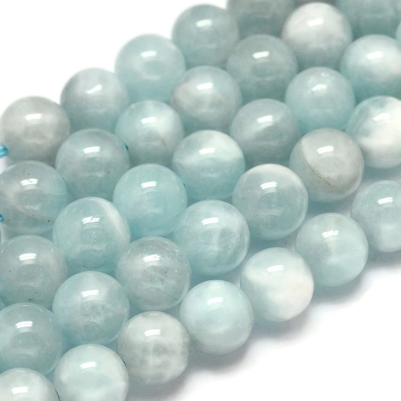 Aquamarin, rund, hell blau, 8 mm, 6 Stk