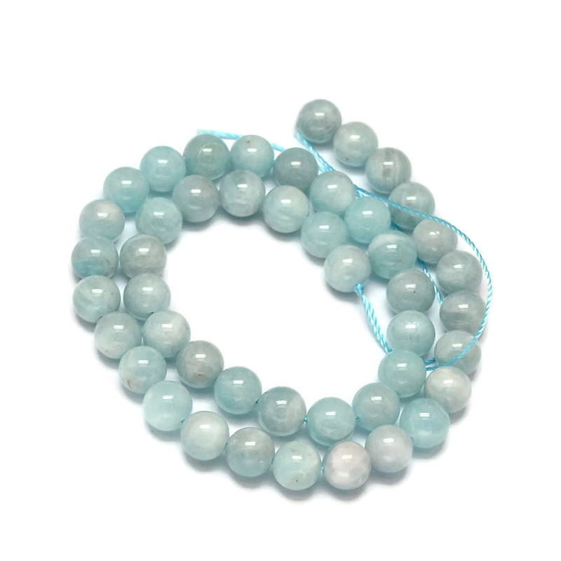 Aquamarin, Ganzer Strang, hell blau, runde Perle, 6 mm, ca. 64 Stk.