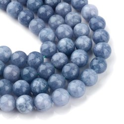 Aquamarin (imitation), Ganzer Strang, blau, runde Perle, 6 mm, 60 Stk