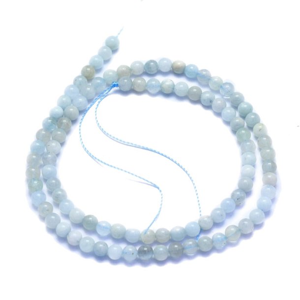 Aquamarine, full strand, round bead, light turquoise, 4mm, approx. 86pc.