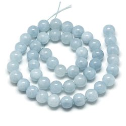 Aquamarin, Ganzer Strang, hell blau, runde Perle, 6 mm, ca. 64 Stk.
