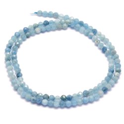 Aquamarin, ganzer Strang, facettierte Perlen, Blauschattierungen, 2 mm. 170 Stk