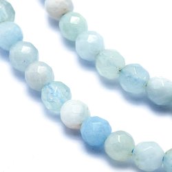 Aquamarin, ganzer Strang, rund, facettierte Perle, 4 mm. ca. 120 Stk