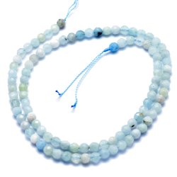 Aquamarin, ganzer Strang, rund, facettierte Perle, 4 mm. ca. 120 Stk