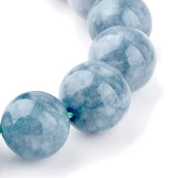 Aquamarin imitation, farvet quartz, lys bl�lig, rund perle, 6 mm, 6 stk