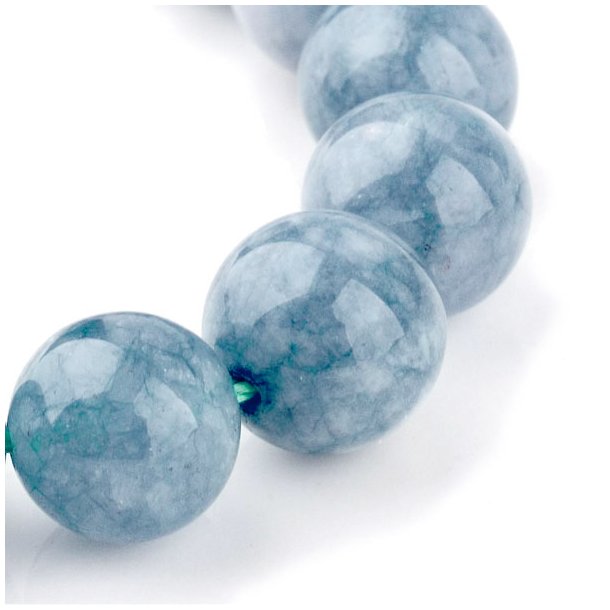 Aquamarin imitation, farvet quartz, lys bl�lig, rund perle, 6 mm, 6 stk