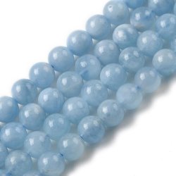 Akvamarin, naturlig rund perle, lys bl�, 6 mm, A-grade, 4 stk.