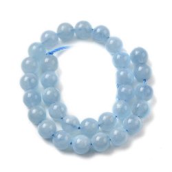 Akvamarin, naturlig rund perle, lys bl�, 6 mm, A-grade, 4 stk.
