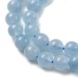 Akvamarin, naturlig rund perle, lys bl�, 6 mm, A-grade, 4 stk.