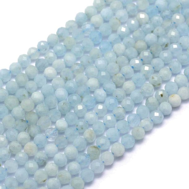 Aquamarine, entire strand, facetted beads, light blue, 2mm. ca. 175pcs.